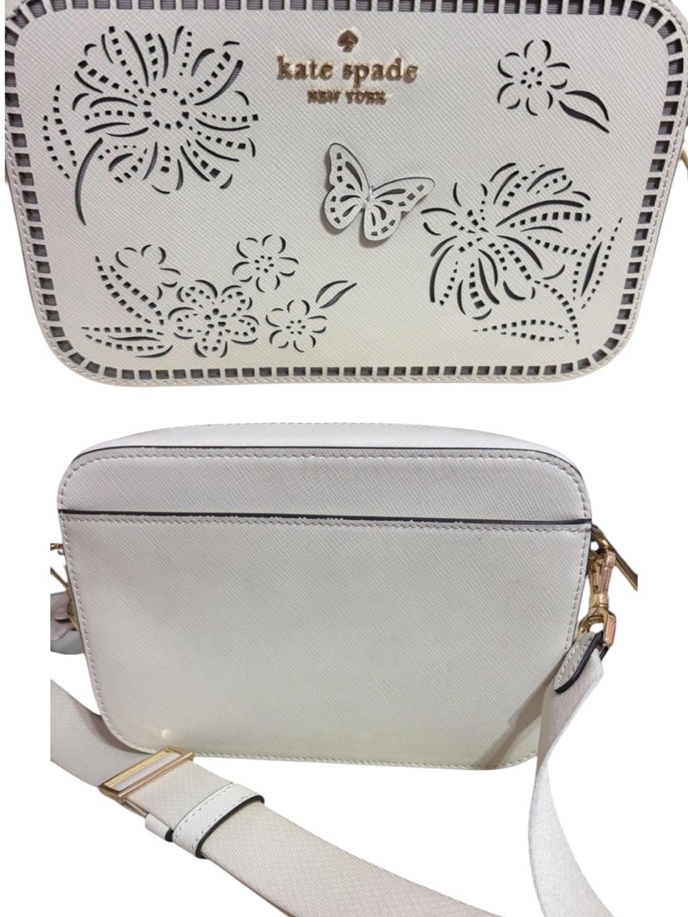 kate spade Madison Perforated Floral Laser-Cut Crossbody Camera Bag, NEW